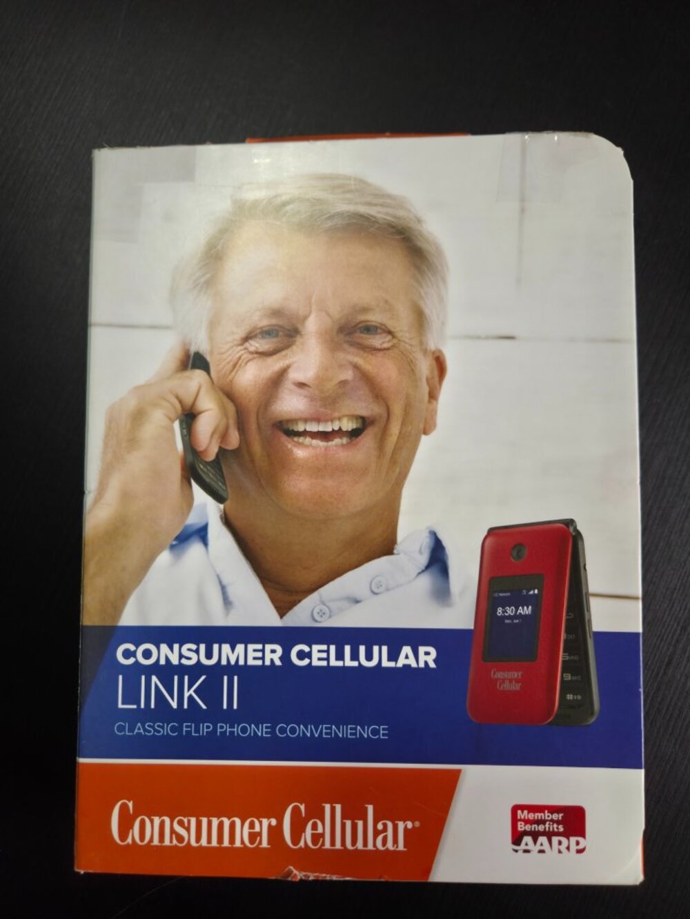 Consumer Cellular Link II Flip Phone Red 8GB Charges and Powers On